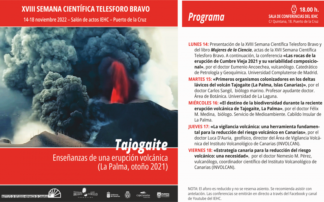 Programa de la XVIII Semana Científica Telesforo Bravo (14 – 18 de noviembre, 2022)